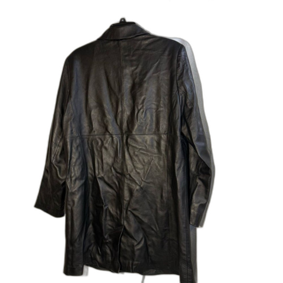Apt 9 VINTAGE Black Lambskin Leather Women's Long Coat size L buttery soft - Picture 3 of 5